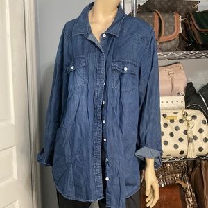 ⭐️TORRID Jean Longsleeves Cotton Blouse Buttondown Sz 3⭐️